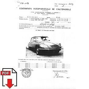 1969 Citroen ID 20 FIA homologation form PDF download